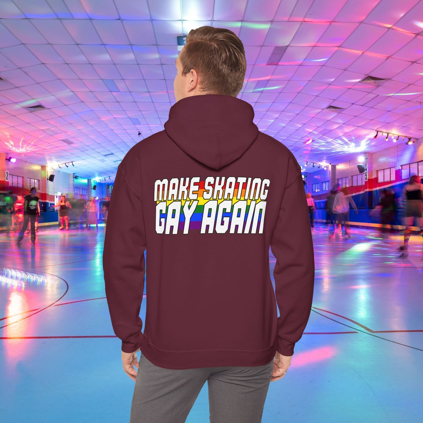 Make Skating Gay Again rainbow roller skate love heart Hoodie - Australian Shipping