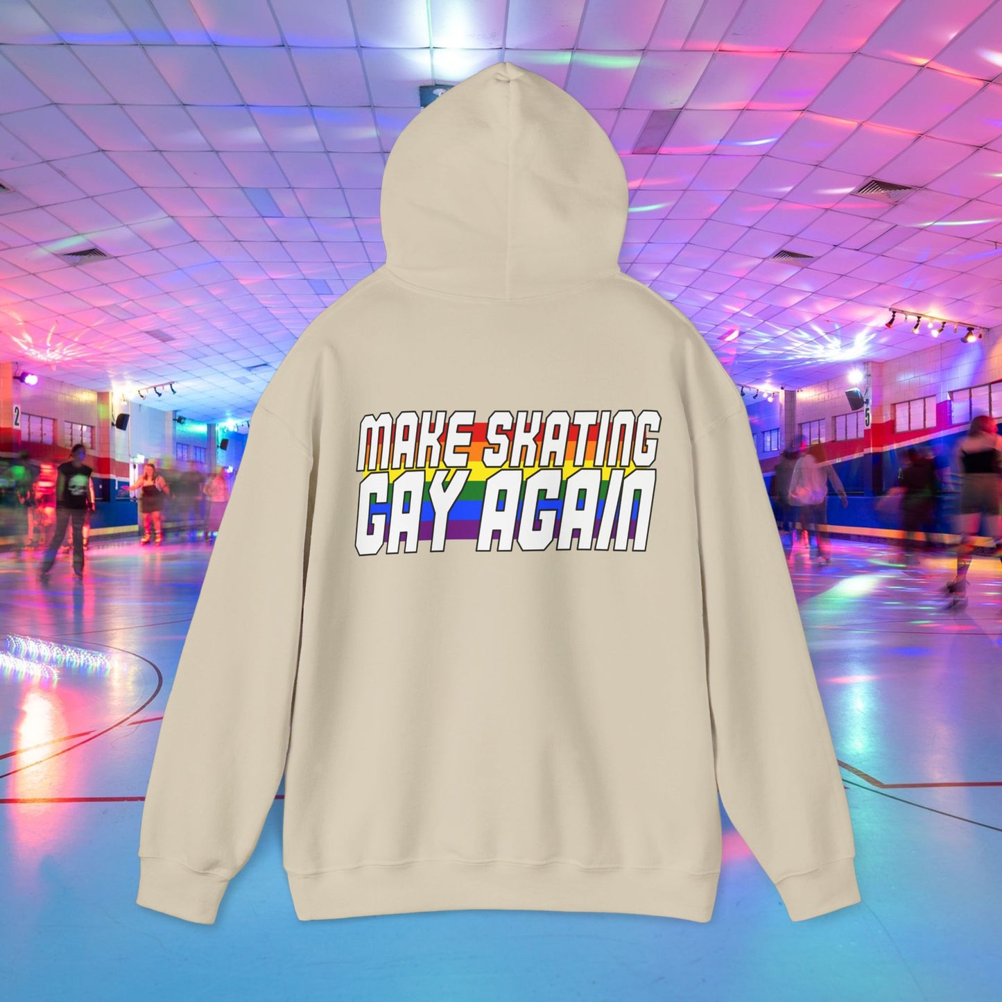 Make Skating Gay Again rainbow roller skate love heart Hoodie - Australian Shipping
