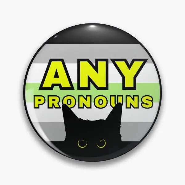 Agender Pride Black Cat Any Pronouns Button Badge - Gay Skate - Agender Pride Black Cat Any Pronouns Button Badge - Agender Pride Black Cat Any Pronouns Button Badge