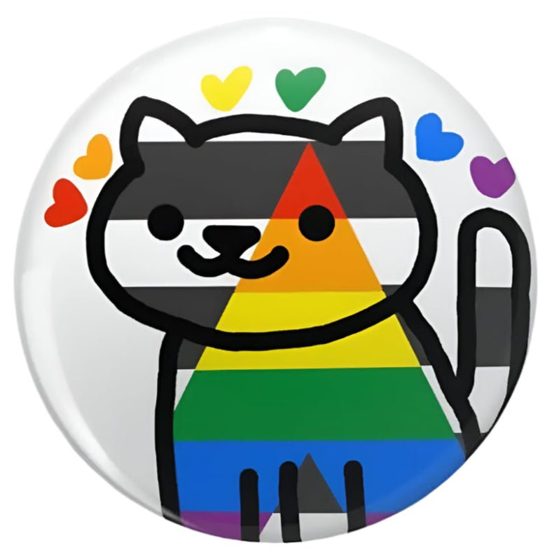 Neko Atsume cat pride badge for allies. Rainbow ally badge. Ally flag, badge for LGBT ally