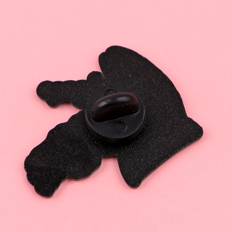 Black Cat and rainbow skeleton boop - enamel pin