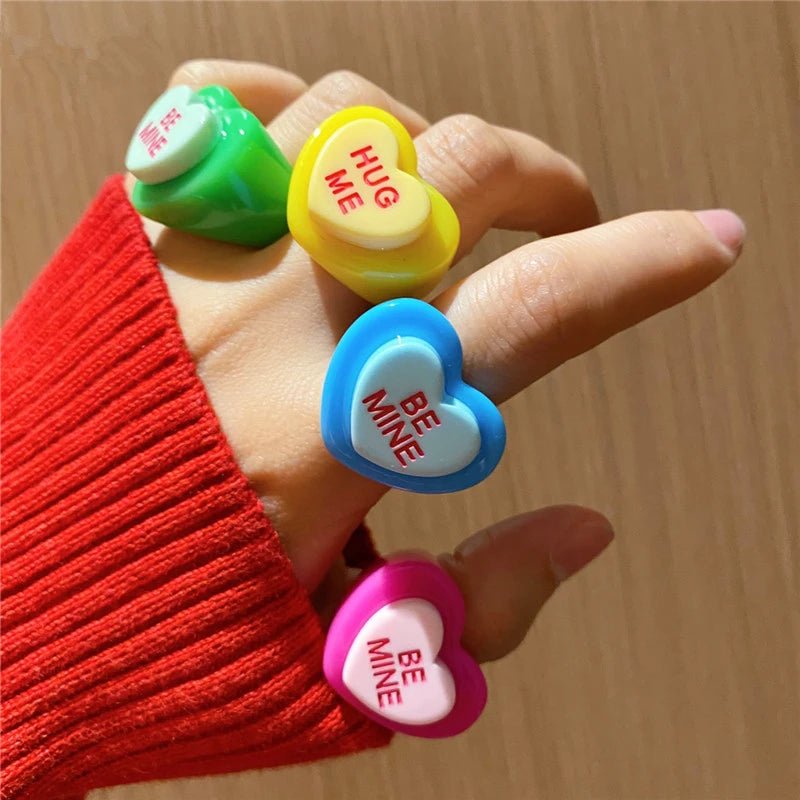 Be Mine ' Chunky Resin candy heart ring