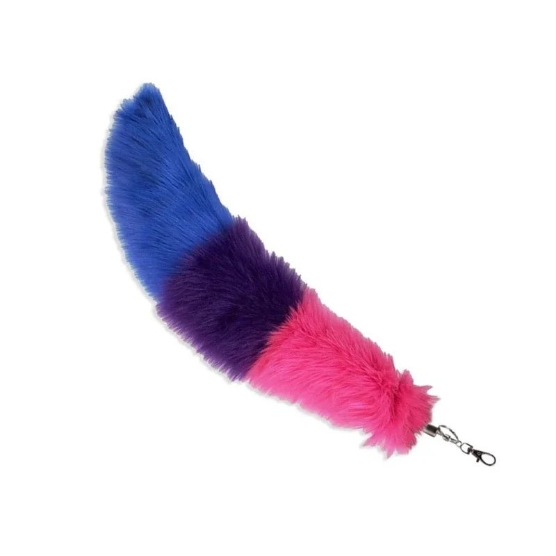 Clip-on fox tail - Non-binary flag, Asexual flag, Gender-fluid flag, Bisexual flag