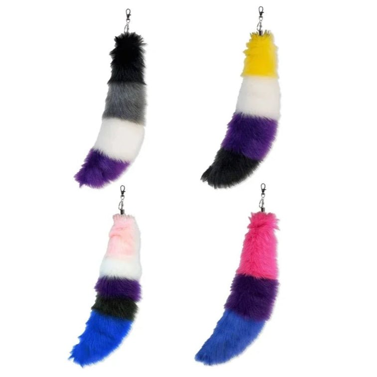 LGBTIQ pride flag furry fox tails. Therian pride. Furry pride. Clip on tail