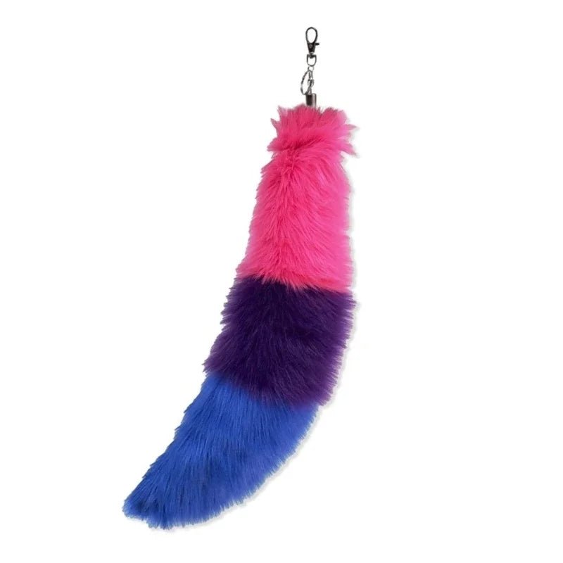 Clip-on fox tail - Non-binary flag, Asexual flag, Gender-fluid flag, Bisexual flag