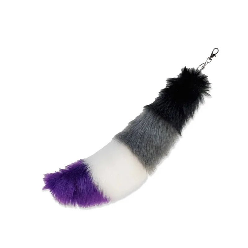 Clip-on fox tail - Non-binary flag, Asexual flag, Gender-fluid flag, Bisexual flag