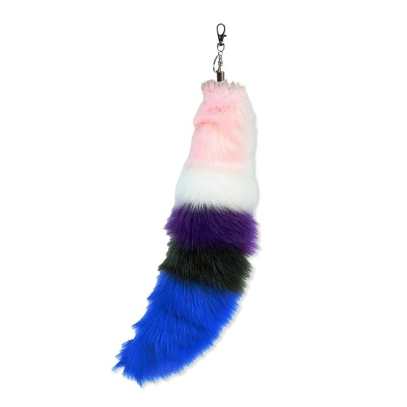 Clip-on fox tail - Non-binary flag, Asexual flag, Gender-fluid flag, Bisexual flag