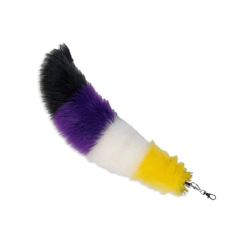 Clip-on fox tail - Non-binary flag, Asexual flag, Gender-fluid flag, Bisexual flag