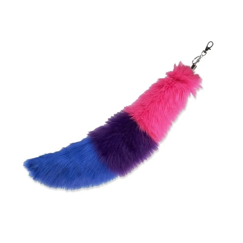Clip-on fox tail - Non-binary flag, Asexual flag, Gender-fluid flag, Bisexual flag