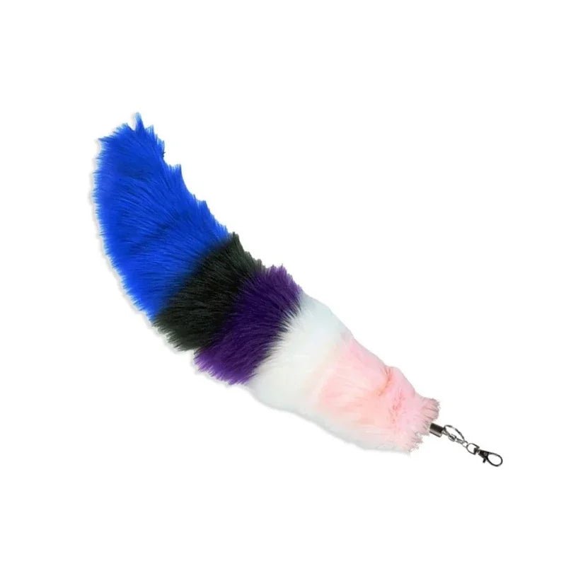 Clip-on fox tail - Non-binary flag, Asexual flag, Gender-fluid flag, Bisexual flag