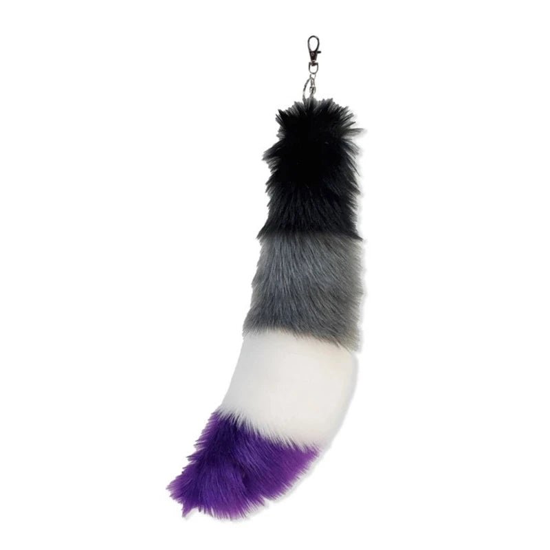 Clip-on fox tail - Non-binary flag, Asexual flag, Gender-fluid flag, Bisexual flag