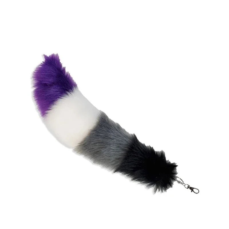 Clip-on fox tail - Non-binary flag, Asexual flag, Gender-fluid flag, Bisexual flag