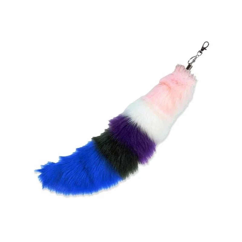 Clip-on fox tail - Non-binary flag, Asexual flag, Gender-fluid flag, Bisexual flag