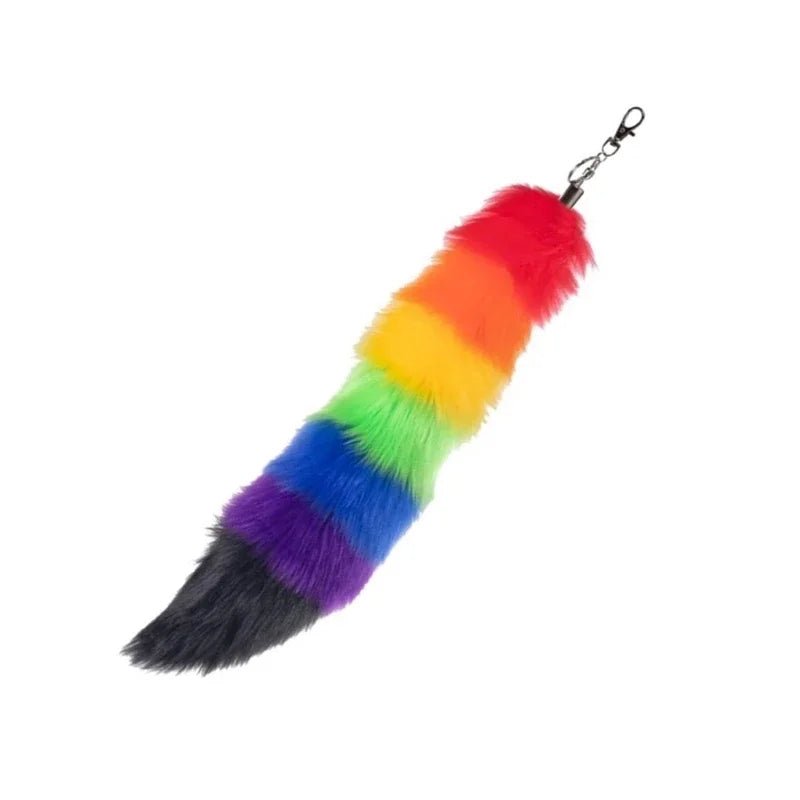Clip-on fox tail - rainbow pride flag