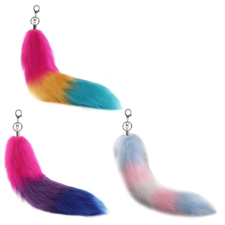 Transgender, Pansexual, bisexual pride flag furry fox tails. Therian pride. Furry pride. Clip on tail. Trans furry pride