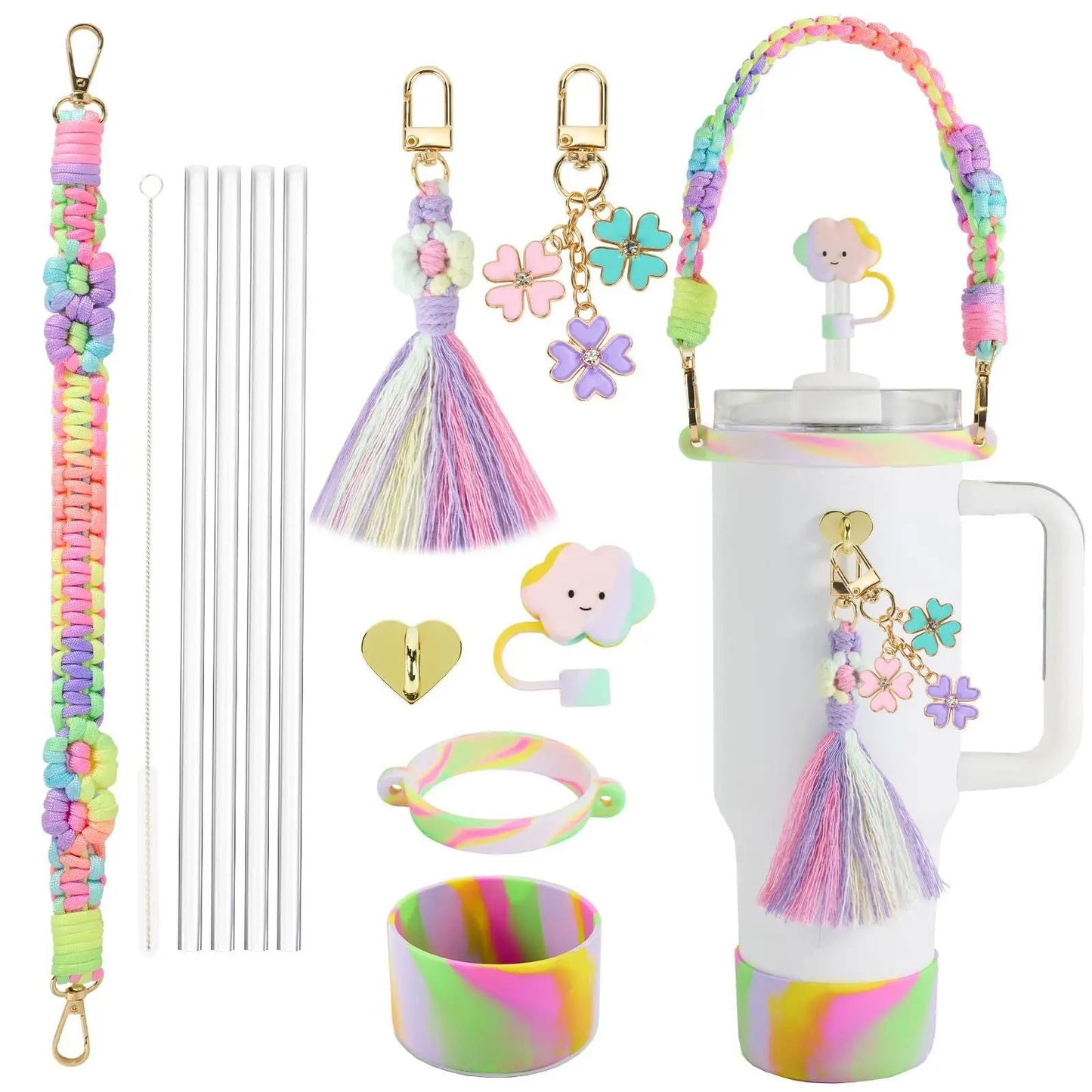 Colourful 9 piece Stanley Cup Accessory Bundle - Gay Skate - Colourful 9 piece Stanley Cup Accessory Bundle - Colourful 9 piece Stanley Cup Accessory Bundle