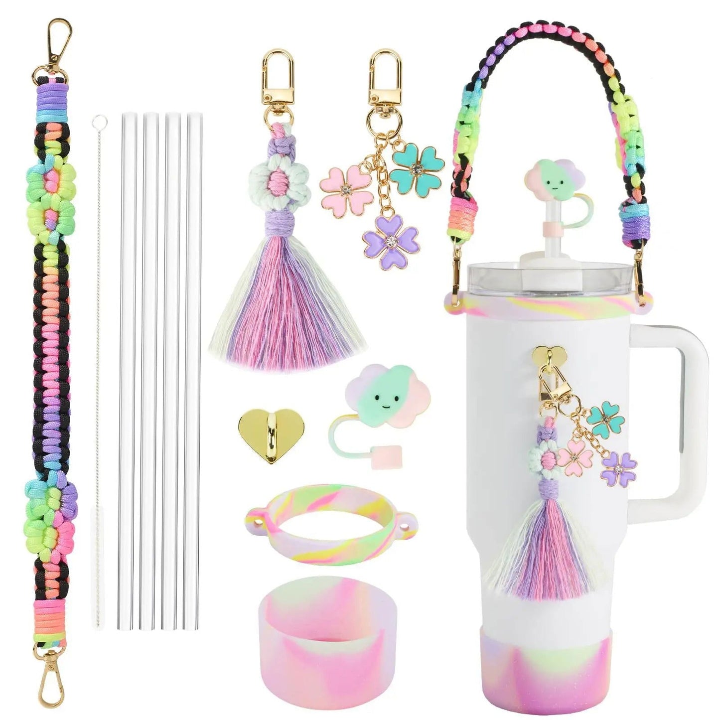 Colourful 9 piece Stanley Cup Accessory Bundle - Gay Skate - Colourful 9 piece Stanley Cup Accessory Bundle - Colourful 9 piece Stanley Cup Accessory Bundle