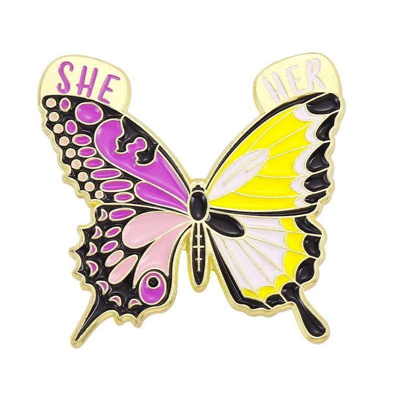 Creative pronoun badges: moth, butterfly, cat, frog, planchette - Gay Skate - Creative pronoun badges: moth, butterfly, cat, frog, planchette - Creative pronoun badges: moth, butterfly, cat, frog, planchette