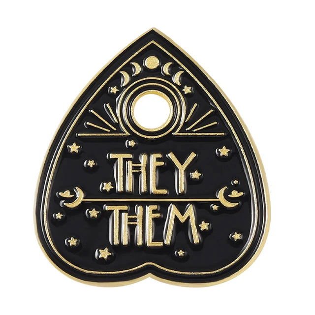 Creative pronoun badges: moth, butterfly, cat, frog, planchette - Gay Skate - Creative pronoun badges: moth, butterfly, cat, frog, planchette - Creative pronoun badges: moth, butterfly, cat, frog, planchette