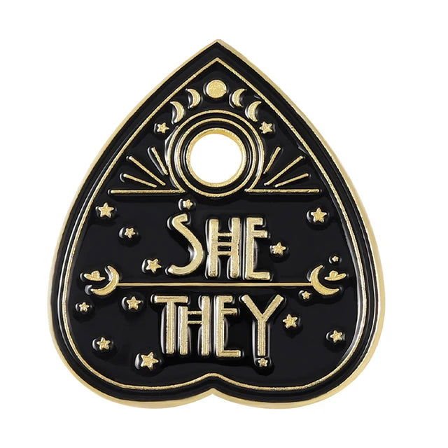 Creative pronoun badges: moth, butterfly, cat, frog, planchette - Gay Skate - Creative pronoun badges: moth, butterfly, cat, frog, planchette - Creative pronoun badges: moth, butterfly, cat, frog, planchette
