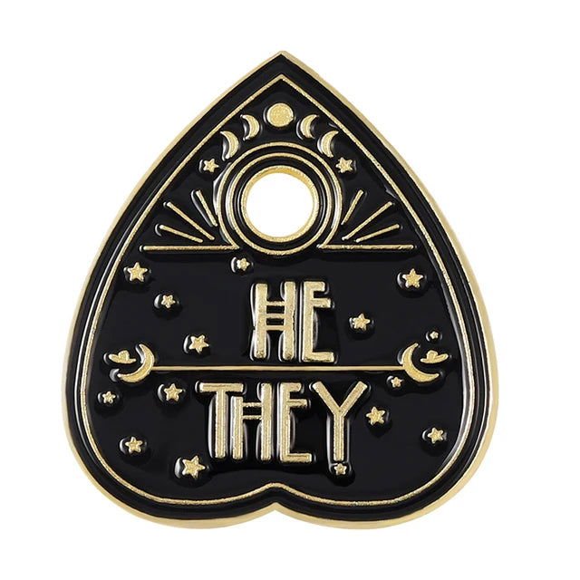 Creative pronoun badges: moth, butterfly, cat, frog, planchette - Gay Skate - Creative pronoun badges: moth, butterfly, cat, frog, planchette - Creative pronoun badges: moth, butterfly, cat, frog, planchette
