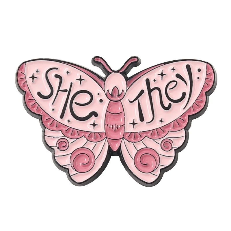 Creative pronoun badges: moth, butterfly, cat, frog, planchette - Gay Skate - Creative pronoun badges: moth, butterfly, cat, frog, planchette - Creative pronoun badges: moth, butterfly, cat, frog, planchette