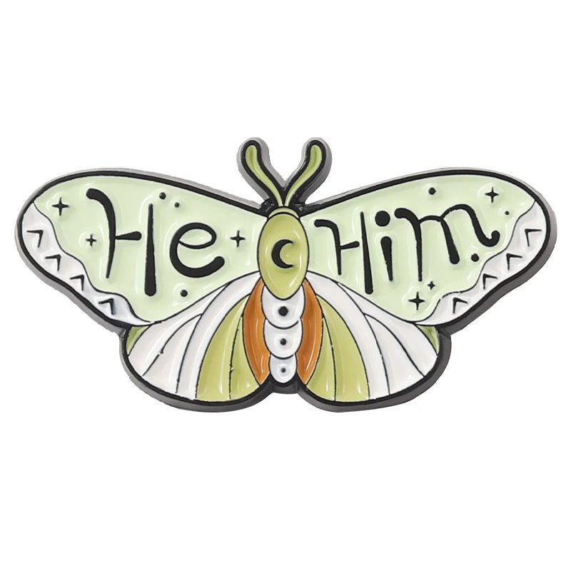 Creative pronoun badges: moth, butterfly, cat, frog, planchette - Gay Skate - Creative pronoun badges: moth, butterfly, cat, frog, planchette - Creative pronoun badges: moth, butterfly, cat, frog, planchette