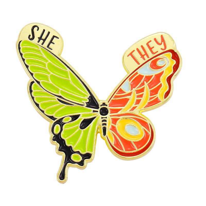 Creative pronoun badges: moth, butterfly, cat, frog, planchette - Gay Skate - Creative pronoun badges: moth, butterfly, cat, frog, planchette - Creative pronoun badges: moth, butterfly, cat, frog, planchette