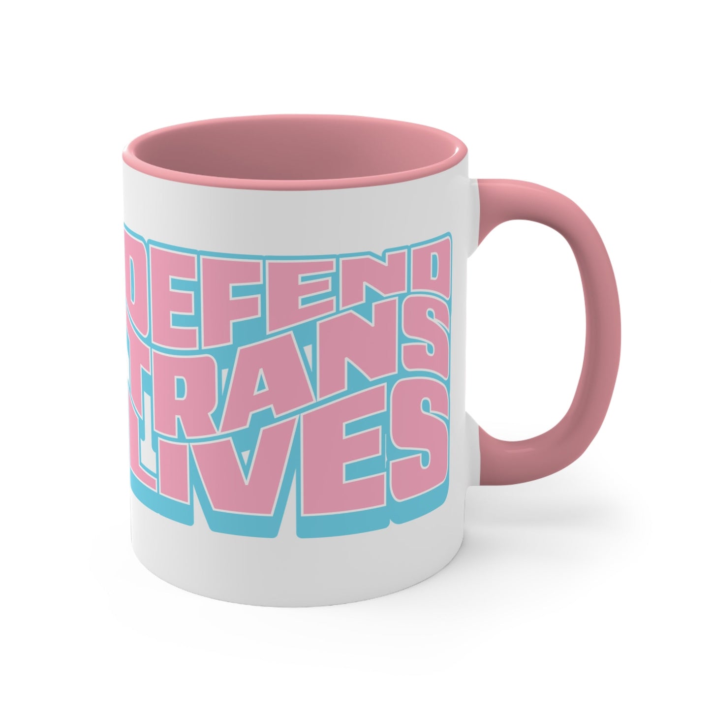 Defend Trans Lives cup - colourful accent mug