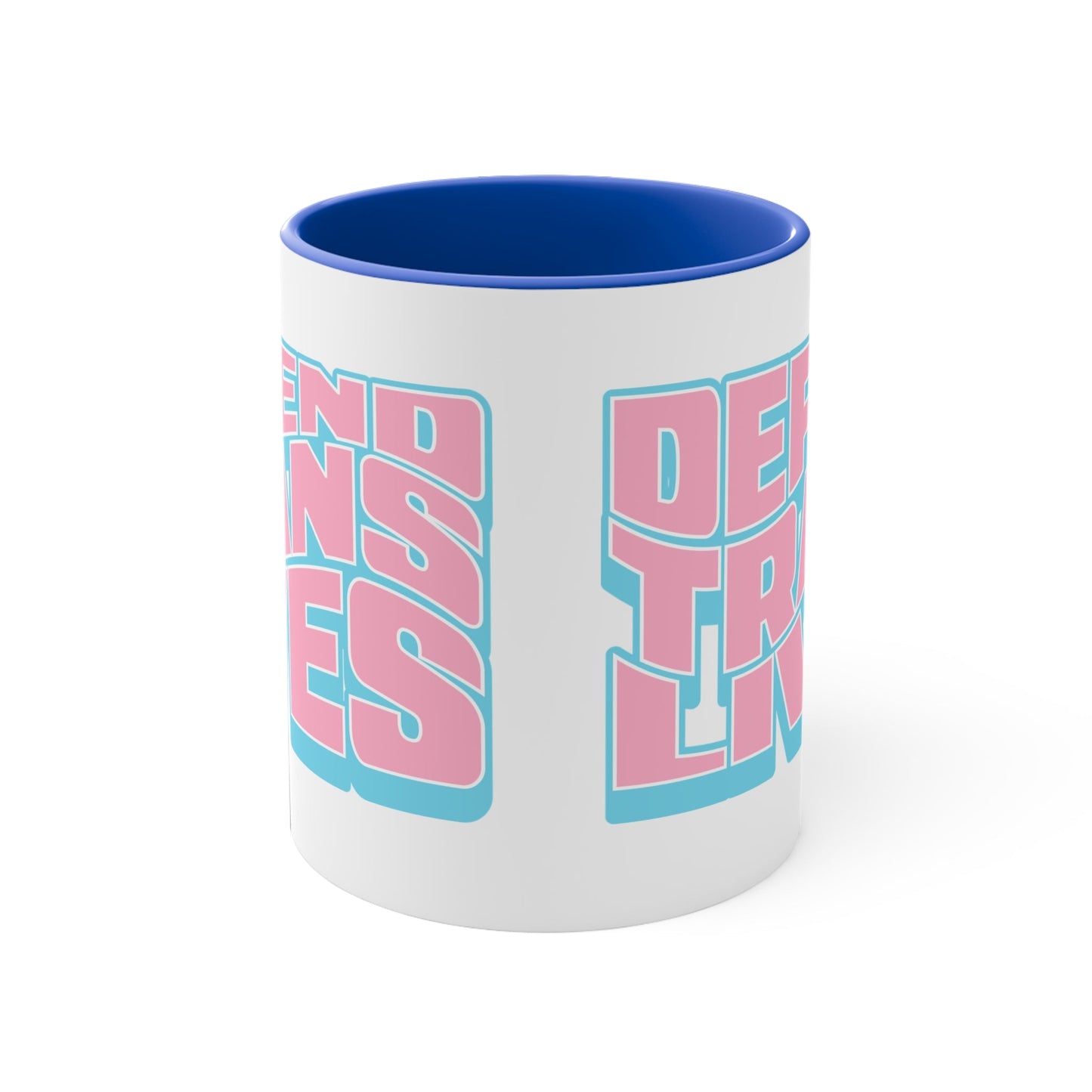 Defend Trans Lives cup - colourful accent mug