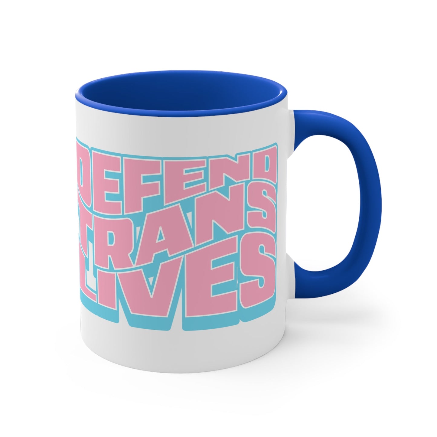 Defend Trans Lives cup - colourful accent mug