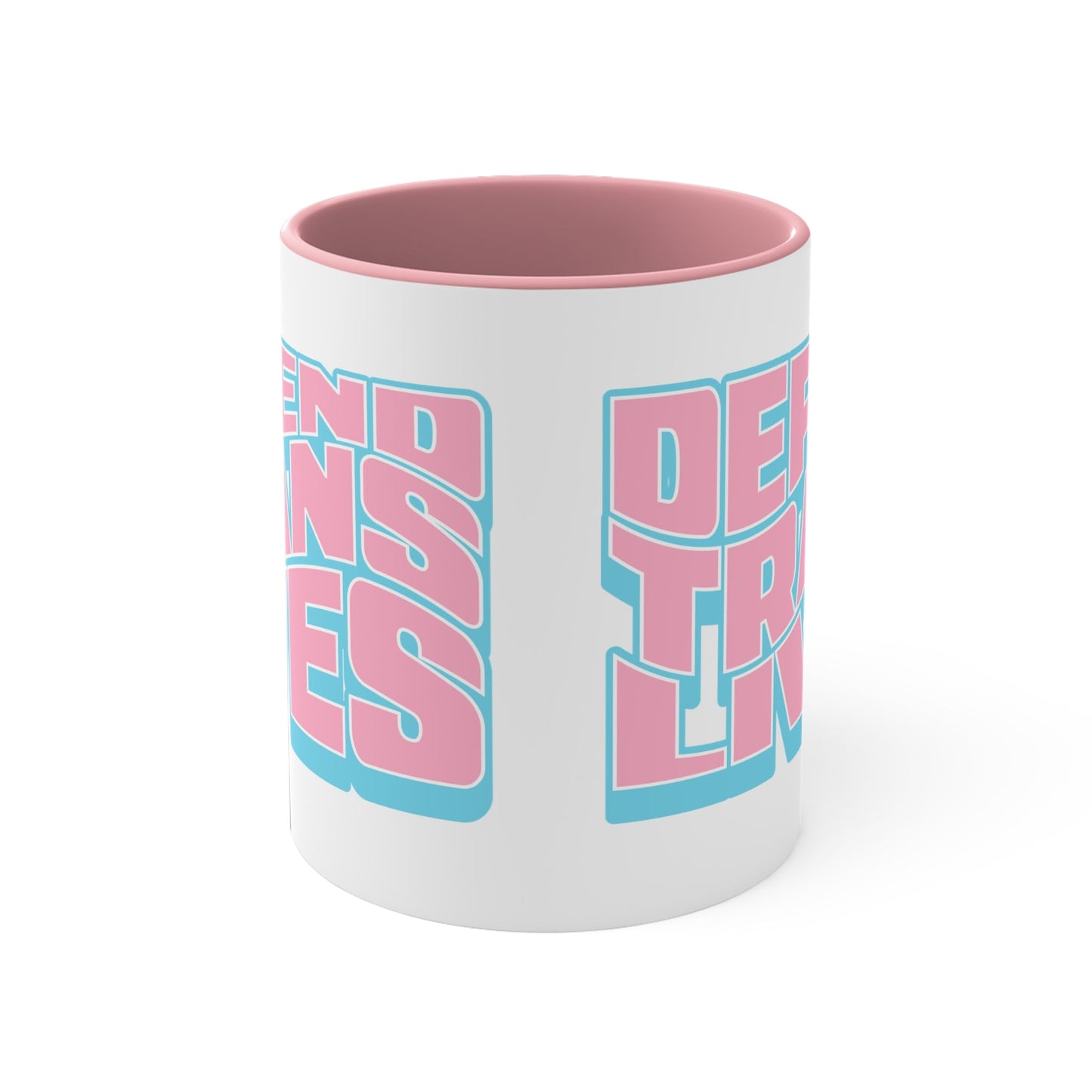 Defend Trans Lives cup - colourful accent mug