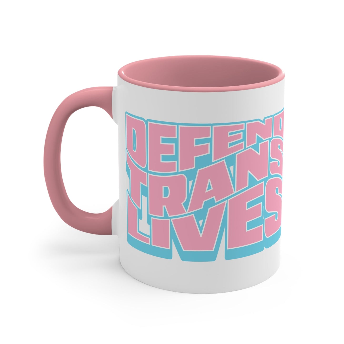 Defend Trans Lives cup - colourful accent mug