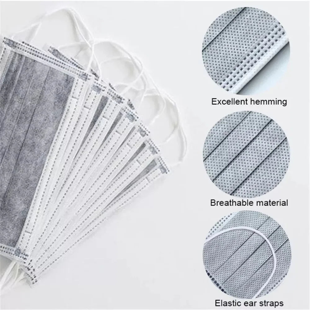 Disposable 3-layer Protective Face Masks - Purple, Pink, Blue, Black, Grey, White - 50 pieces