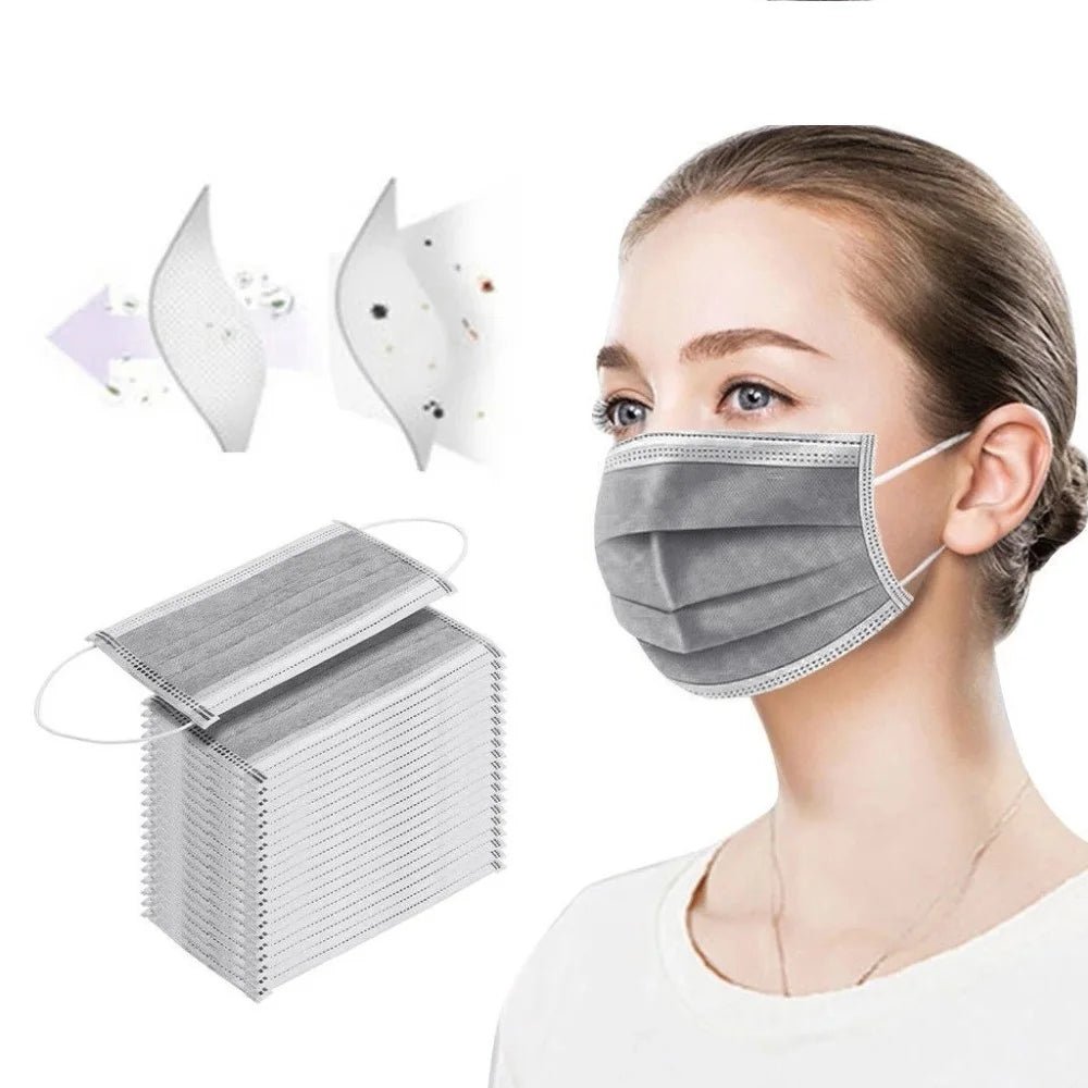 Disposable 3-layer Protective Face Masks - Purple, Pink, Blue, Black, Grey, White - 50 pieces