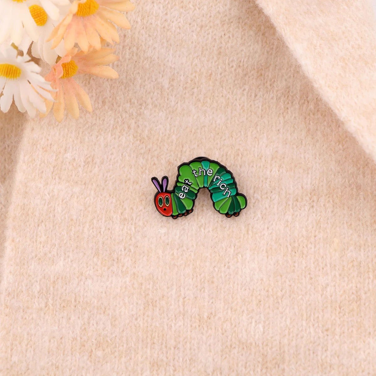 Eat The Rich Caterpillar - Enamel Pin - Gay Skate - Eat The Rich Caterpillar - Enamel Pin - Eat The Rich Caterpillar - Enamel Pin