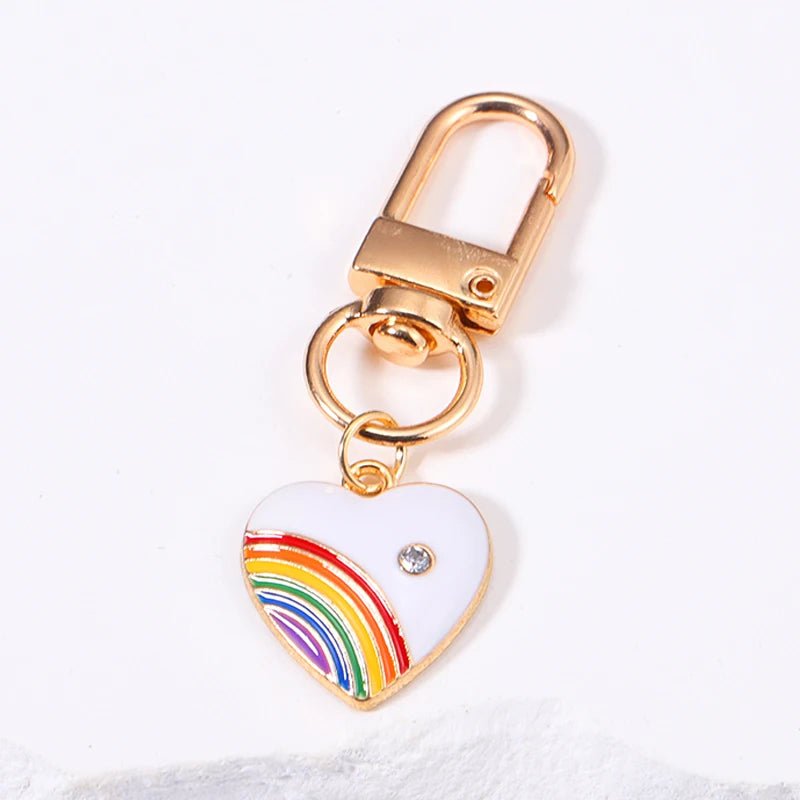Enamel Heart Rainbow key chain - 5 colour choices
