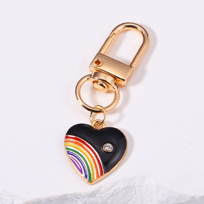 Enamel Heart Rainbow key chain - 5 colour choices
