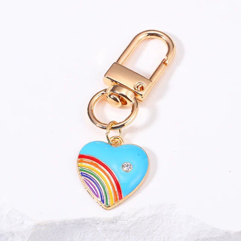 Enamel Heart Rainbow key chain - 5 colour choices