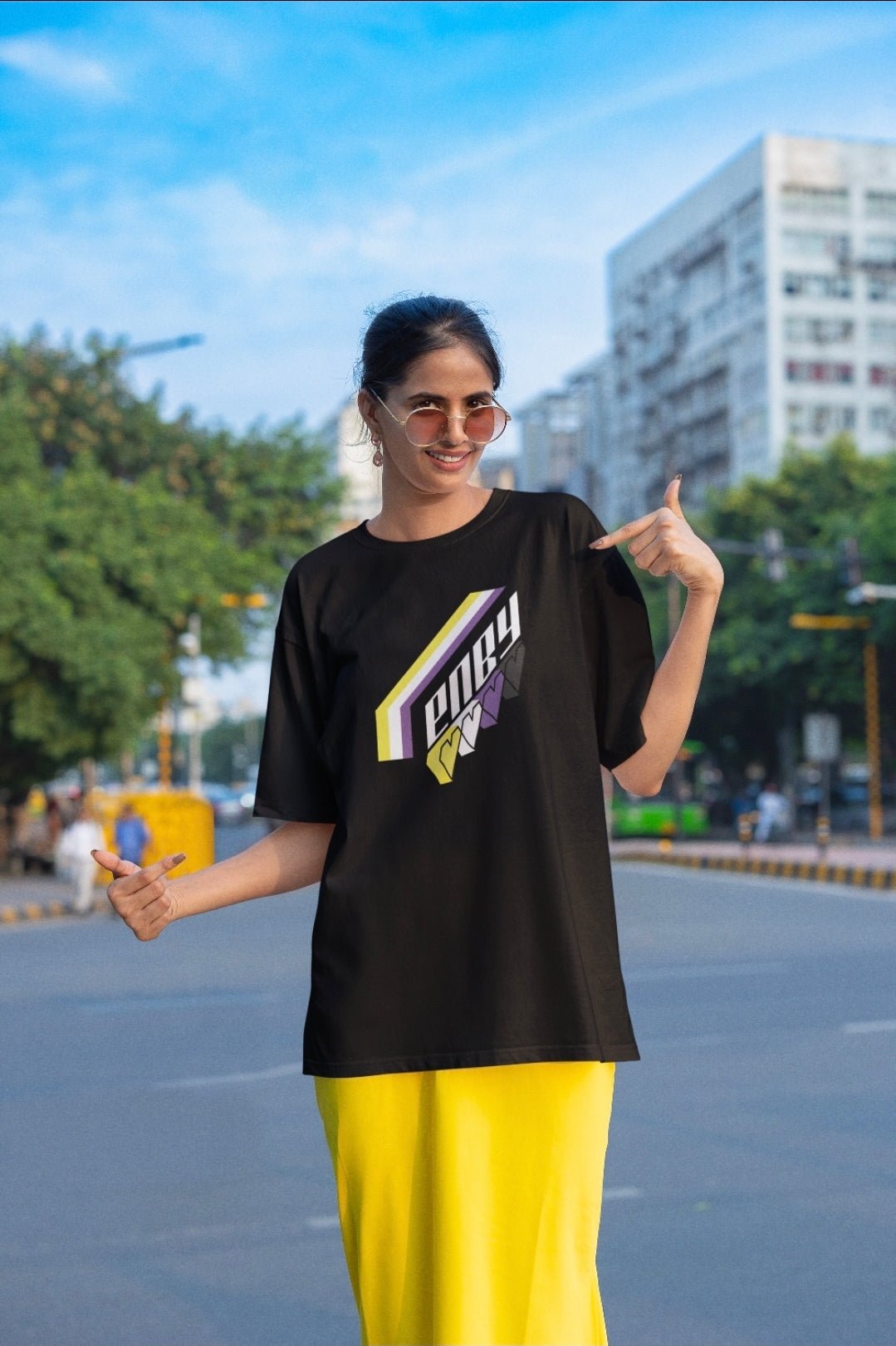 ENBY Hearts - Local hand printed t-shirt