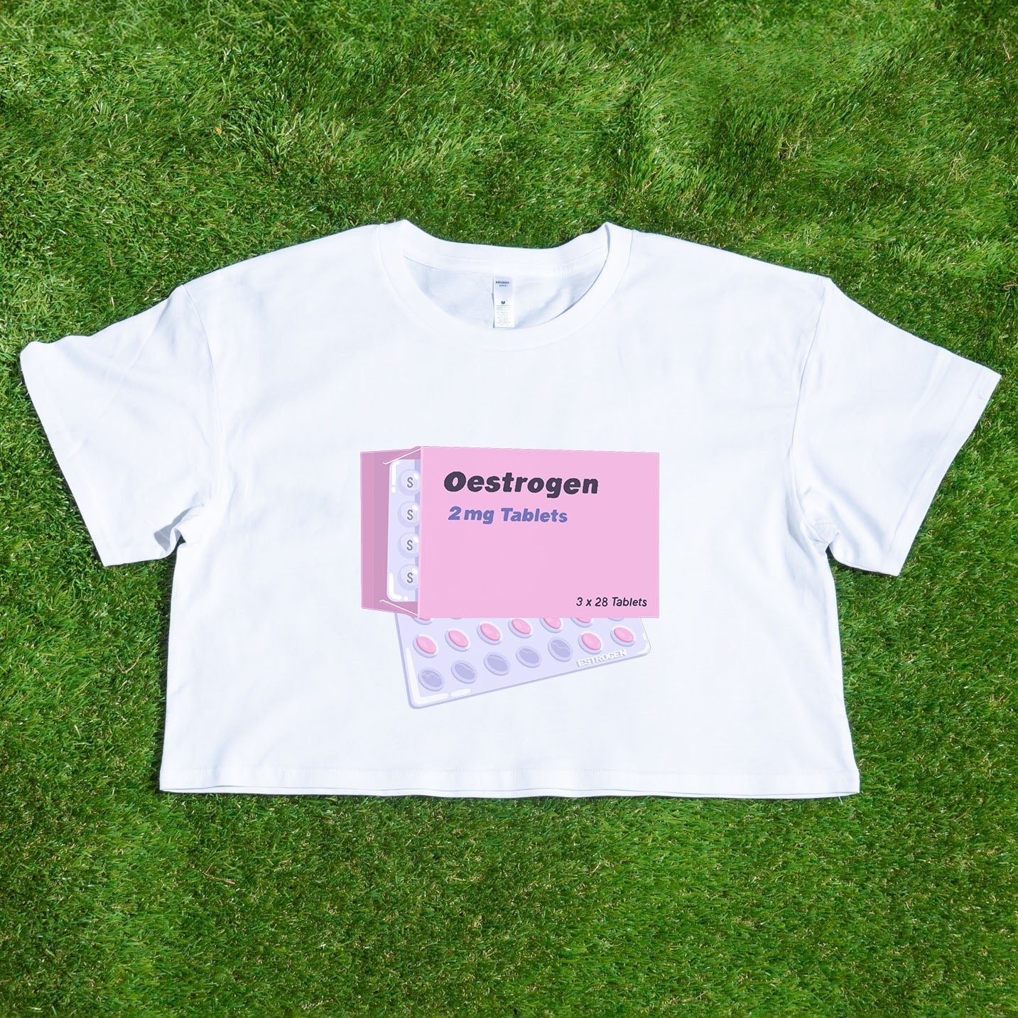 Estrogen HRT trans pride - locally printed crop tee - Gay Skate - Estrogen HRT trans pride - locally printed crop tee - Estrogen HRT trans pride - locally printed crop tee