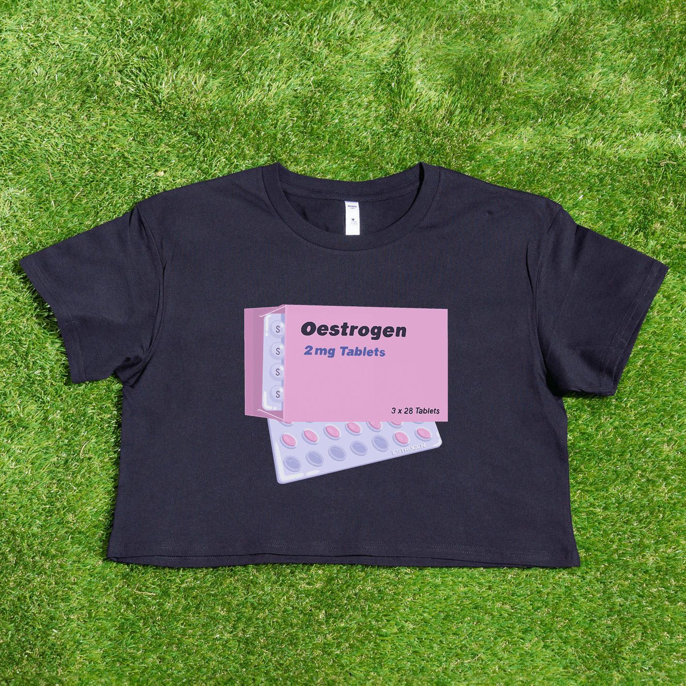 Estrogen HRT trans pride - locally printed crop tee - Gay Skate - Estrogen HRT trans pride - locally printed crop tee - Estrogen HRT trans pride - locally printed crop tee