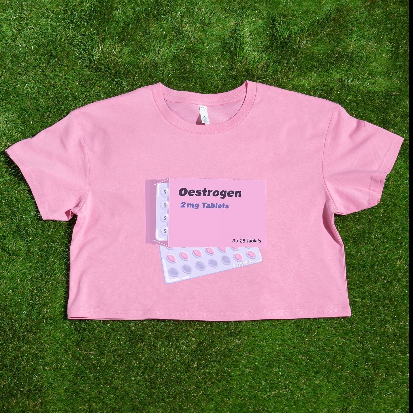 Estrogen HRT trans pride - locally printed crop tee - Gay Skate - Estrogen HRT trans pride - locally printed crop tee - Estrogen HRT trans pride - locally printed crop tee
