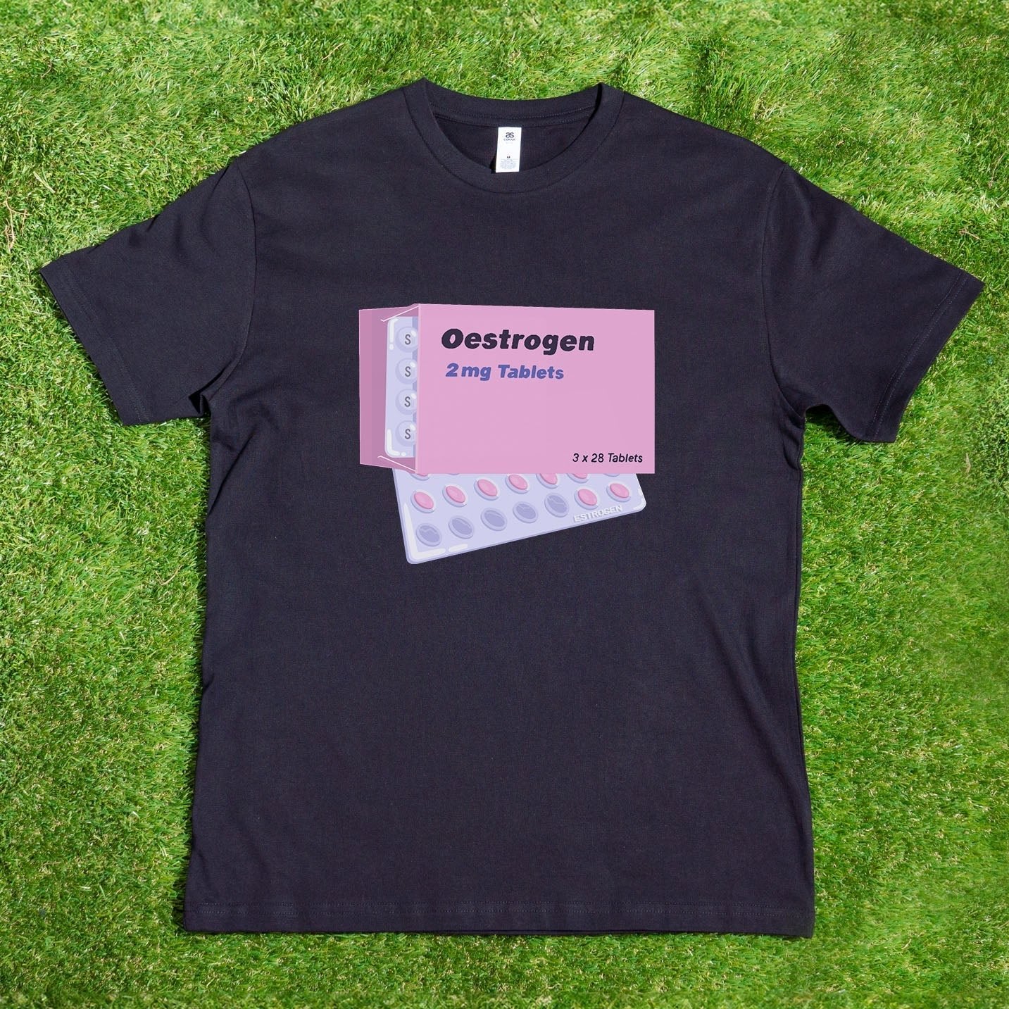 Estrogen tablets - Local hand printed unisex t-shirt - Gay Skate - Estrogen tablets - Local hand printed unisex t-shirt - Estrogen tablets - Local hand printed unisex t-shirt