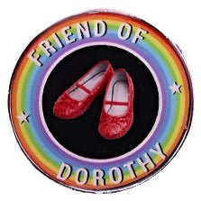 Wizard Of Oz, rainbow and red shoes Friend Of Dorothy euphemistic queer pin measuring 3cm