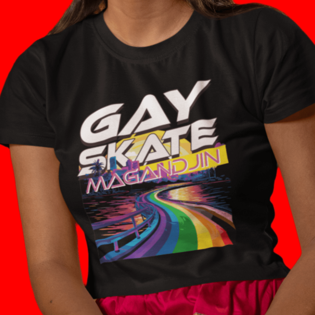 Gay Skate Magandjin Meanjin Brisbane River AS Colour Crop t-shirt by a trans owned small business