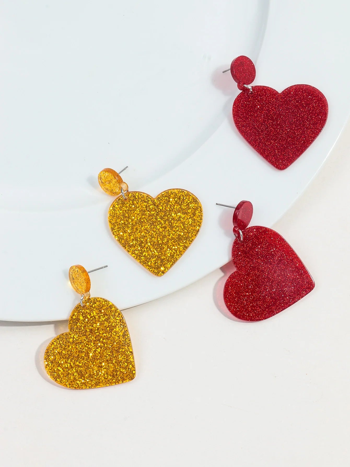 Glitter or Neon Acrylic Love Heart Drop Earrings - Gay SkateGlitter or Neon Acrylic Love Heart Drop Earringsskate accessoriesGay SkateGay Skate200001034:5740#silver color