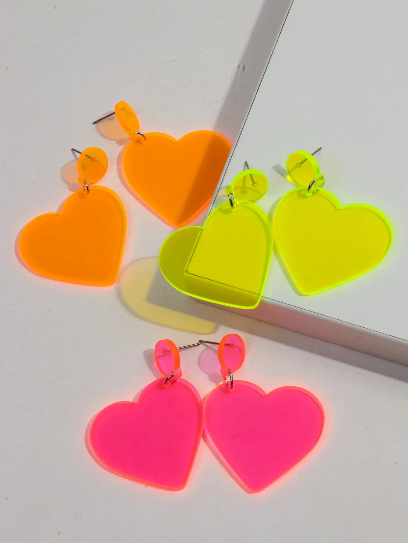 Glitter or Neon Acrylic Love Heart Drop Earrings - Gay SkateGlitter or Neon Acrylic Love Heart Drop Earringsskate accessoriesGay SkateGay Skate200001034:5740#silver color