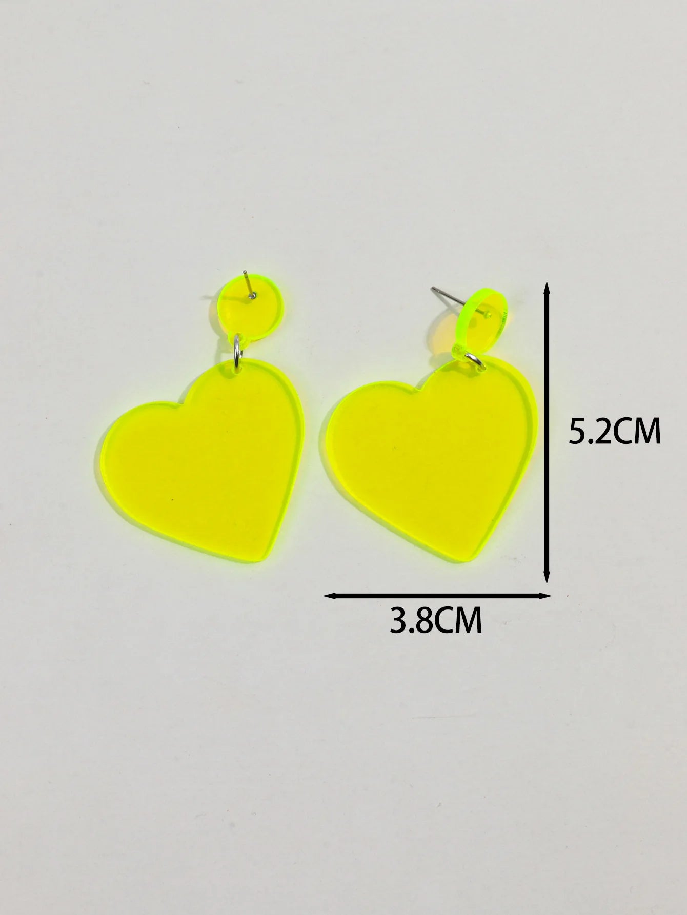 Fluro yellow love heart earrings