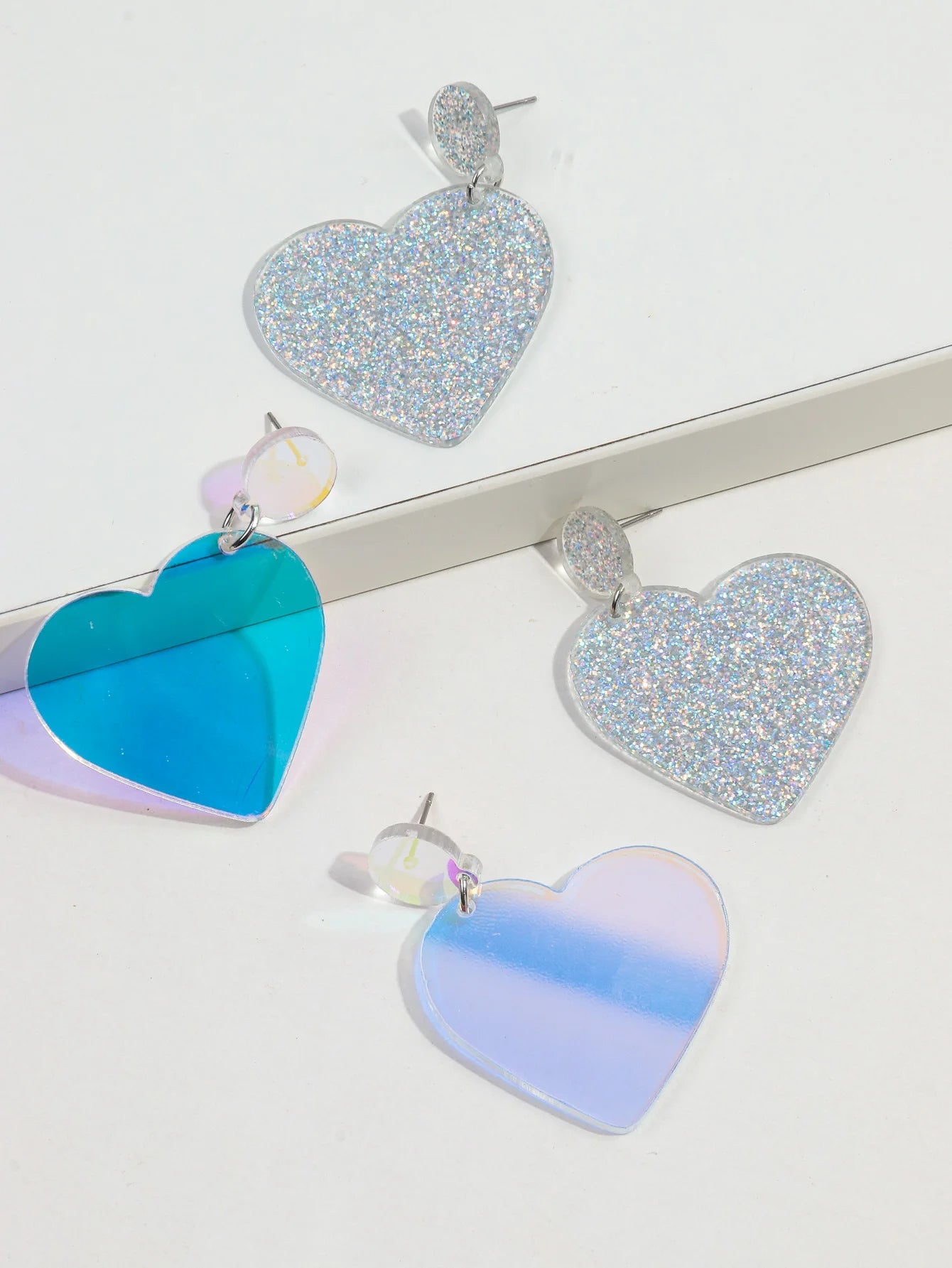 Glitter or Neon Acrylic Love Heart Drop Earrings - Gay SkateGlitter or Neon Acrylic Love Heart Drop Earringsskate accessoriesGay SkateGay Skate200001034:5740#silver color